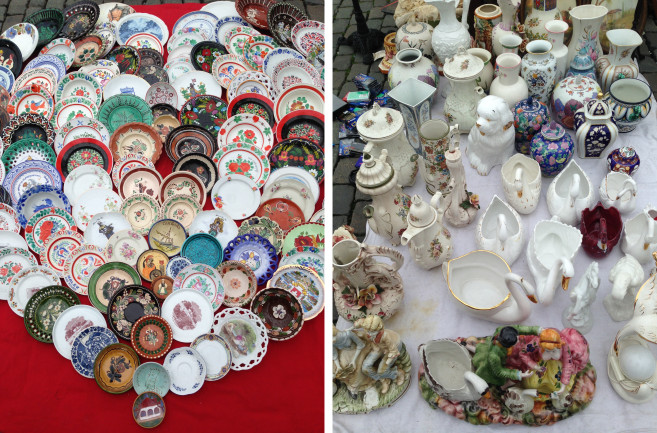 flea market brussels china plates and vases
