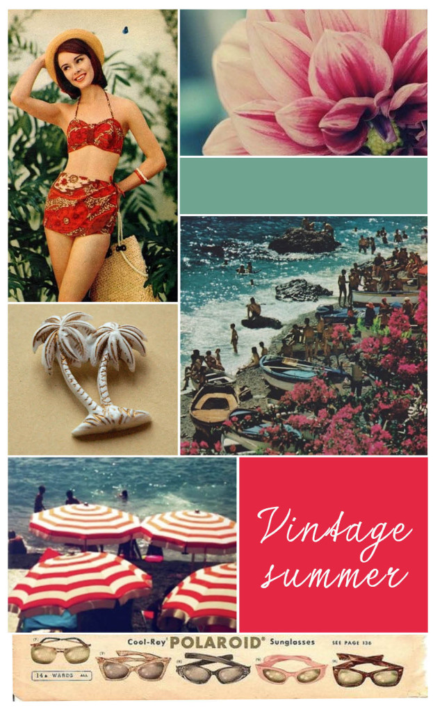 Vintage Summer Fashion Beach Collage